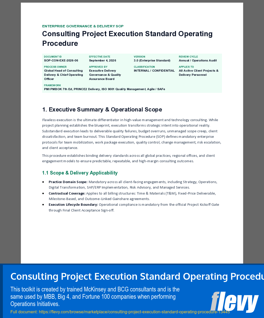Consulting Project Execution Standard Operating Procedure (10-page Word document) Preview Image