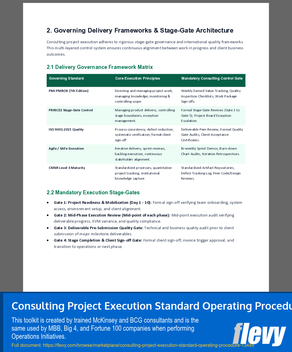 Consulting Project Execution Standard Operating Procedure (10-page Word document) Preview Image