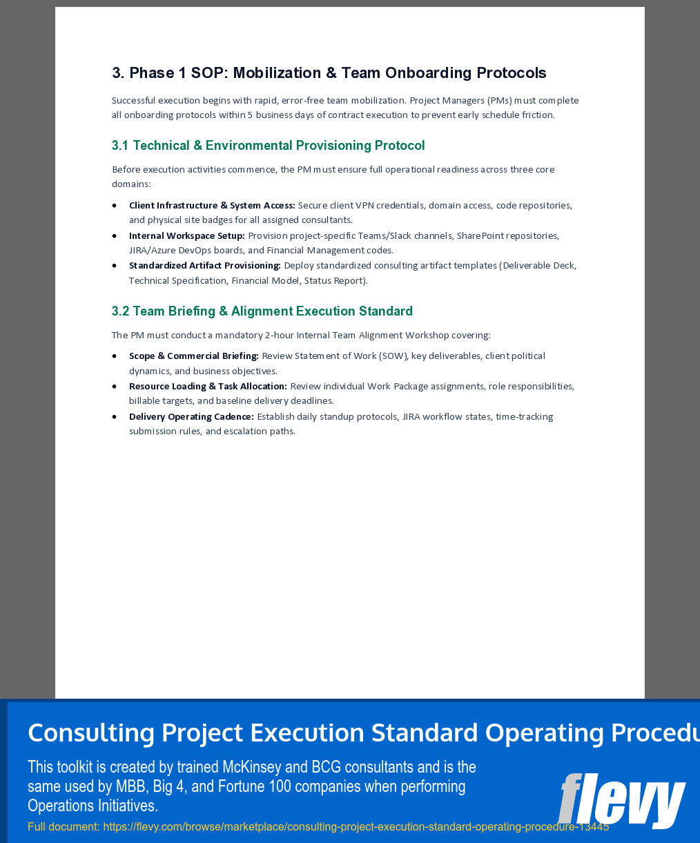 Consulting Project Execution Standard Operating Procedure (10-page Word document) Preview Image