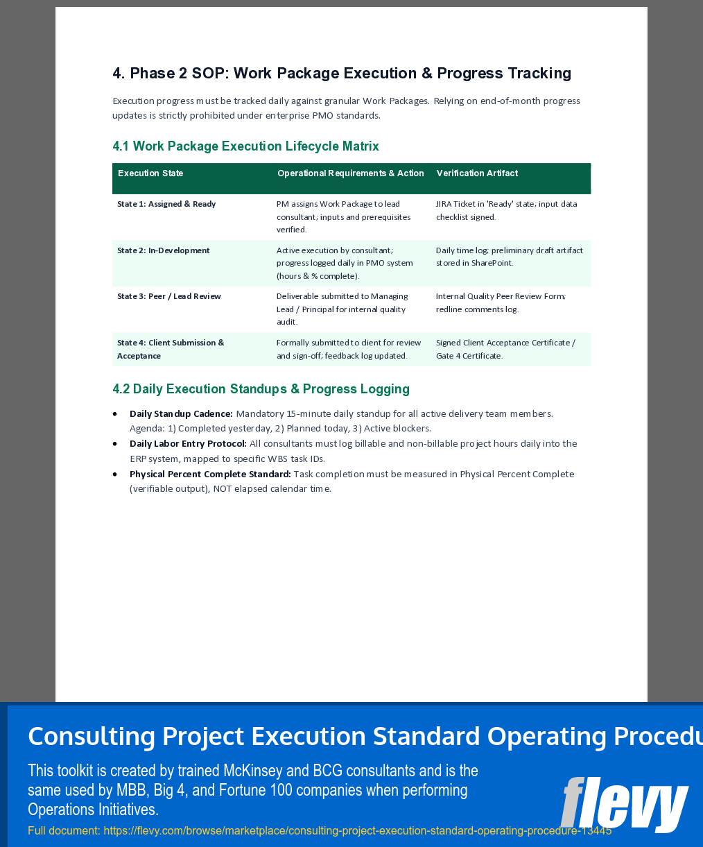 Consulting Project Execution Standard Operating Procedure (10-page Word document) Preview Image