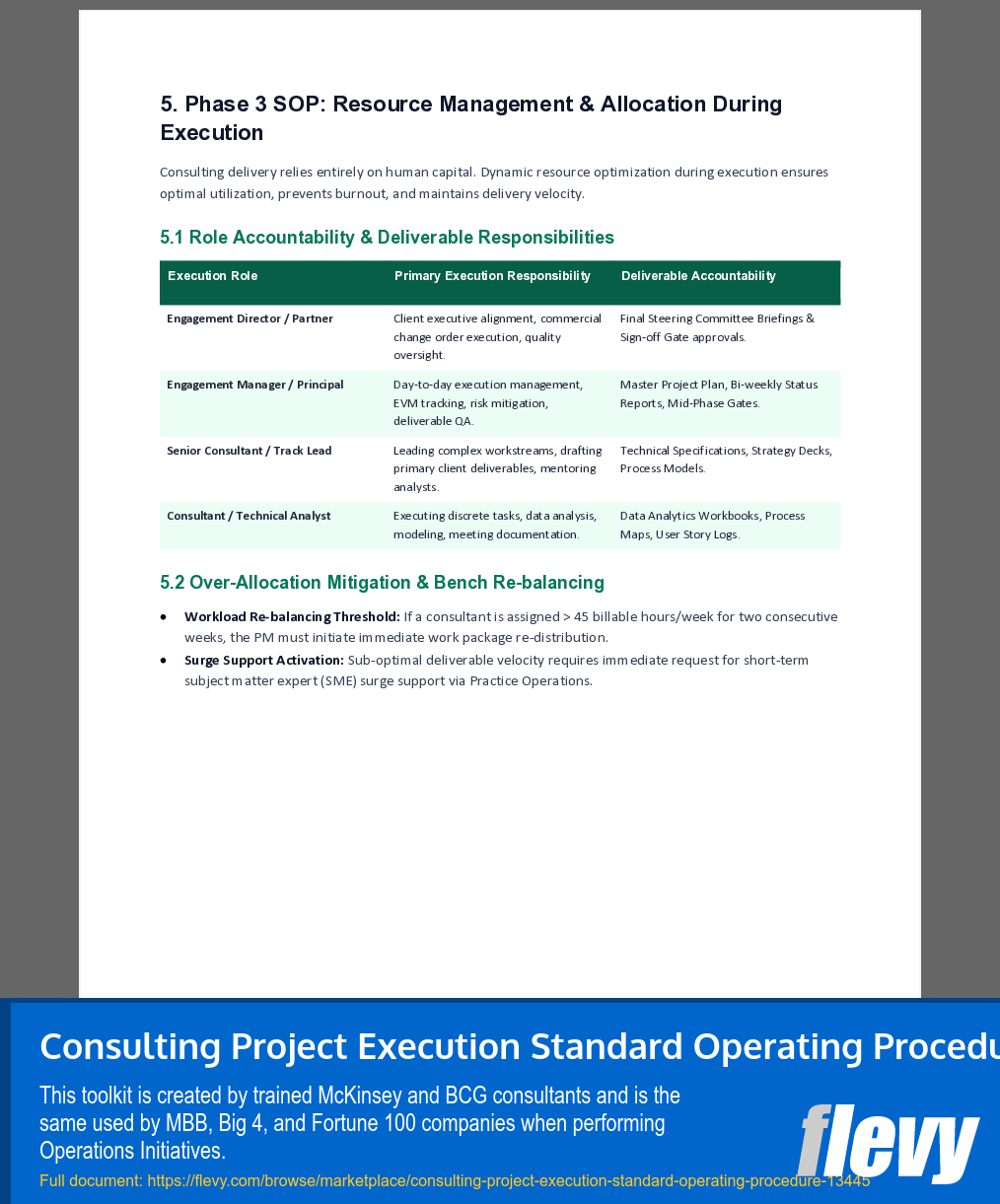 Consulting Project Execution Standard Operating Procedure (10-page Word document) Preview Image