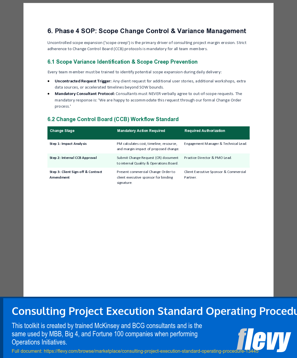 Consulting Project Execution Standard Operating Procedure (10-page Word document) Preview Image