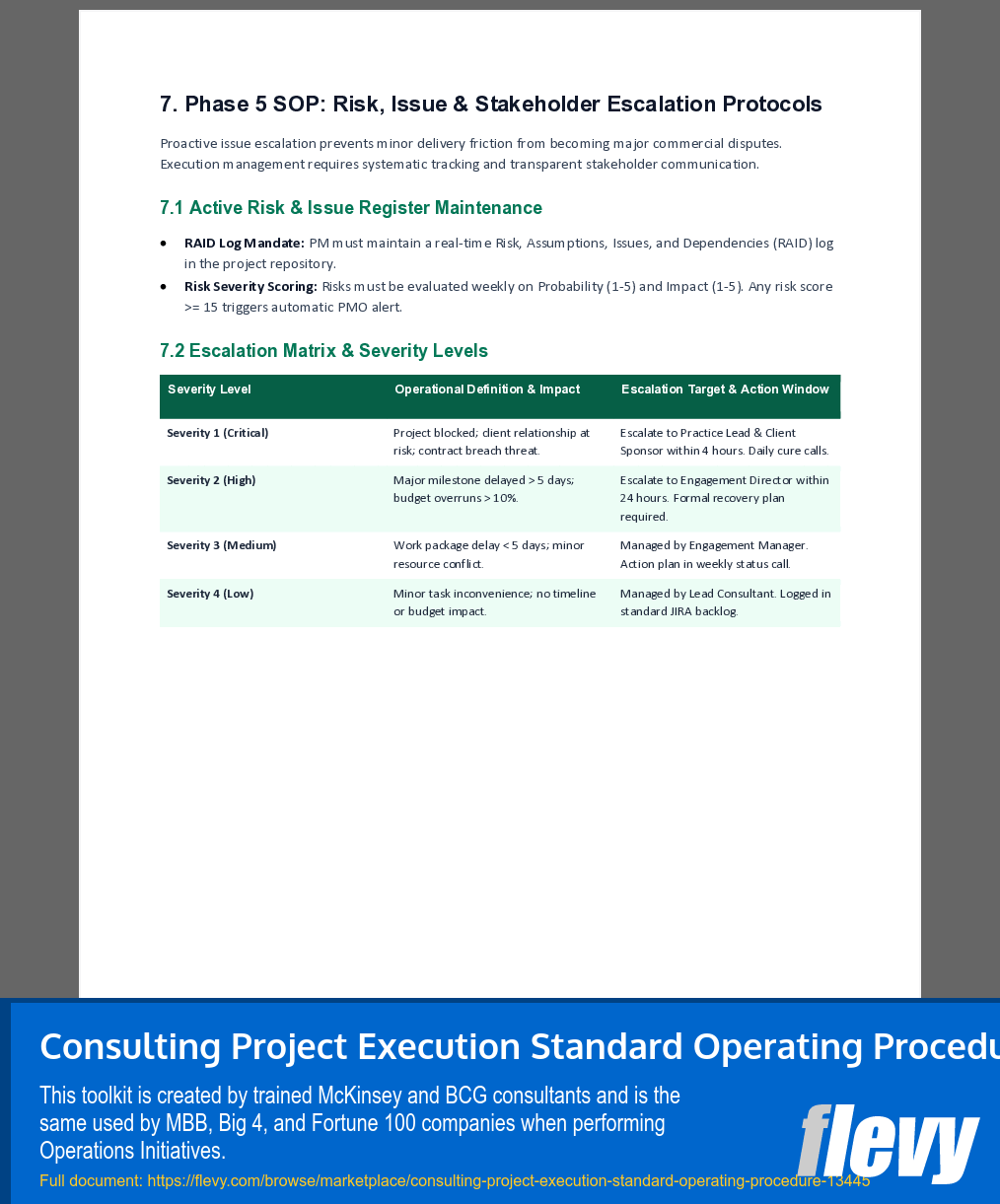Consulting Project Execution Standard Operating Procedure (10-page Word document) Preview Image