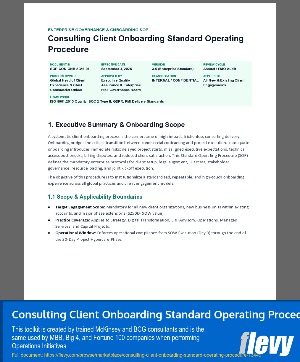 Consulting Client Onboarding Standard Operating Procedure (10-page Word document) Preview Image