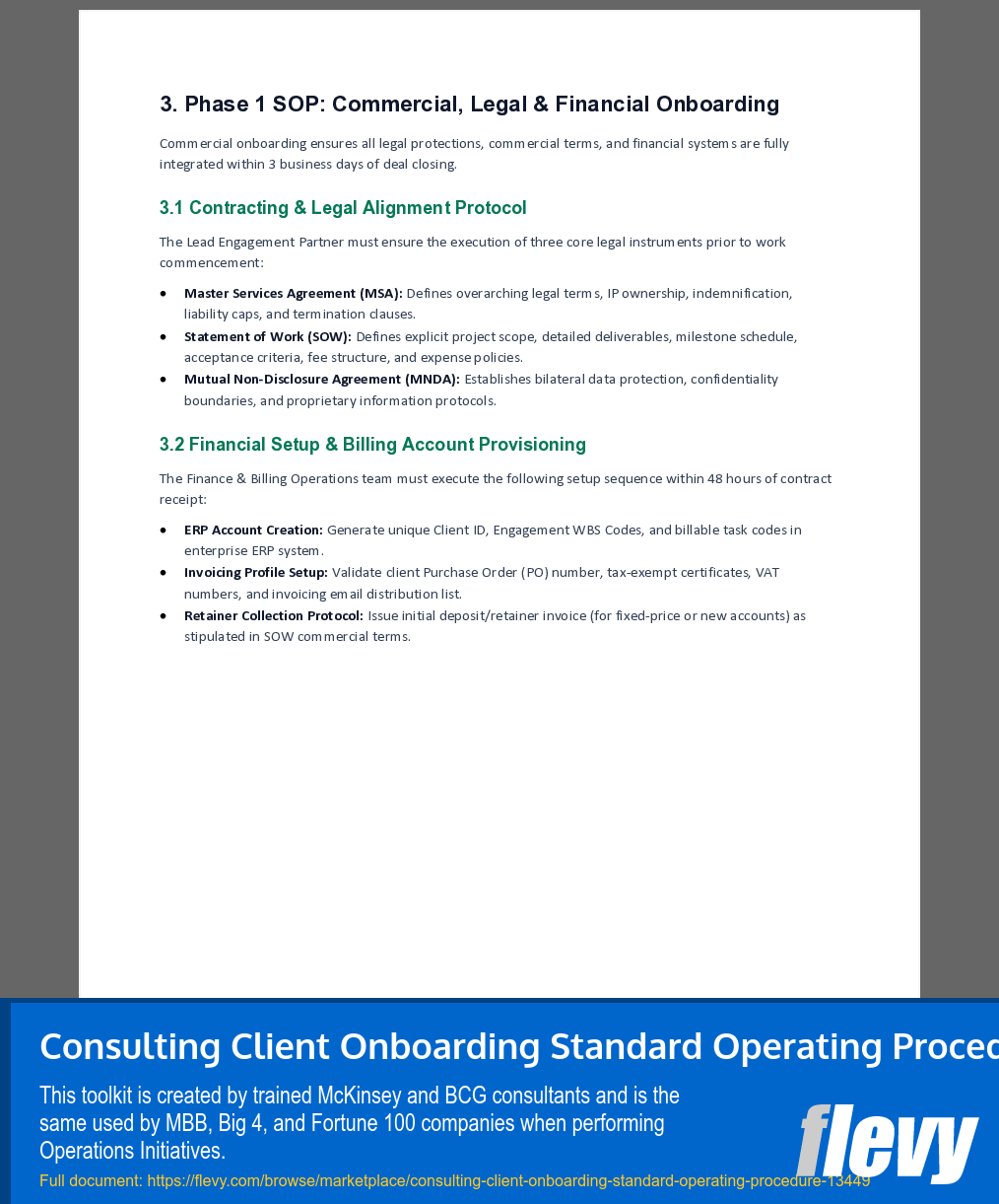 Consulting Client Onboarding Standard Operating Procedure (10-page Word document) Preview Image