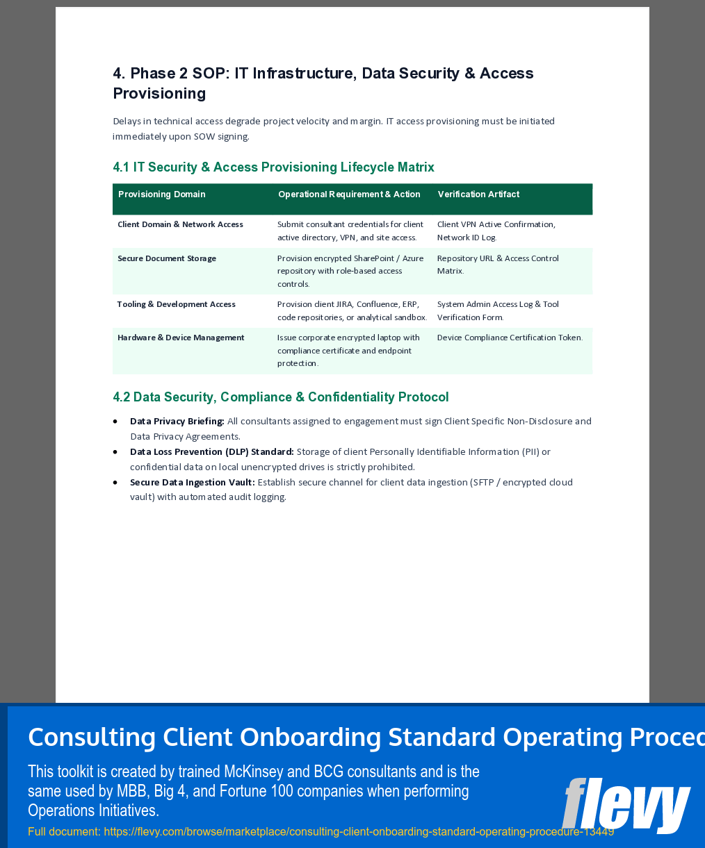 Consulting Client Onboarding Standard Operating Procedure (10-page Word document) Preview Image