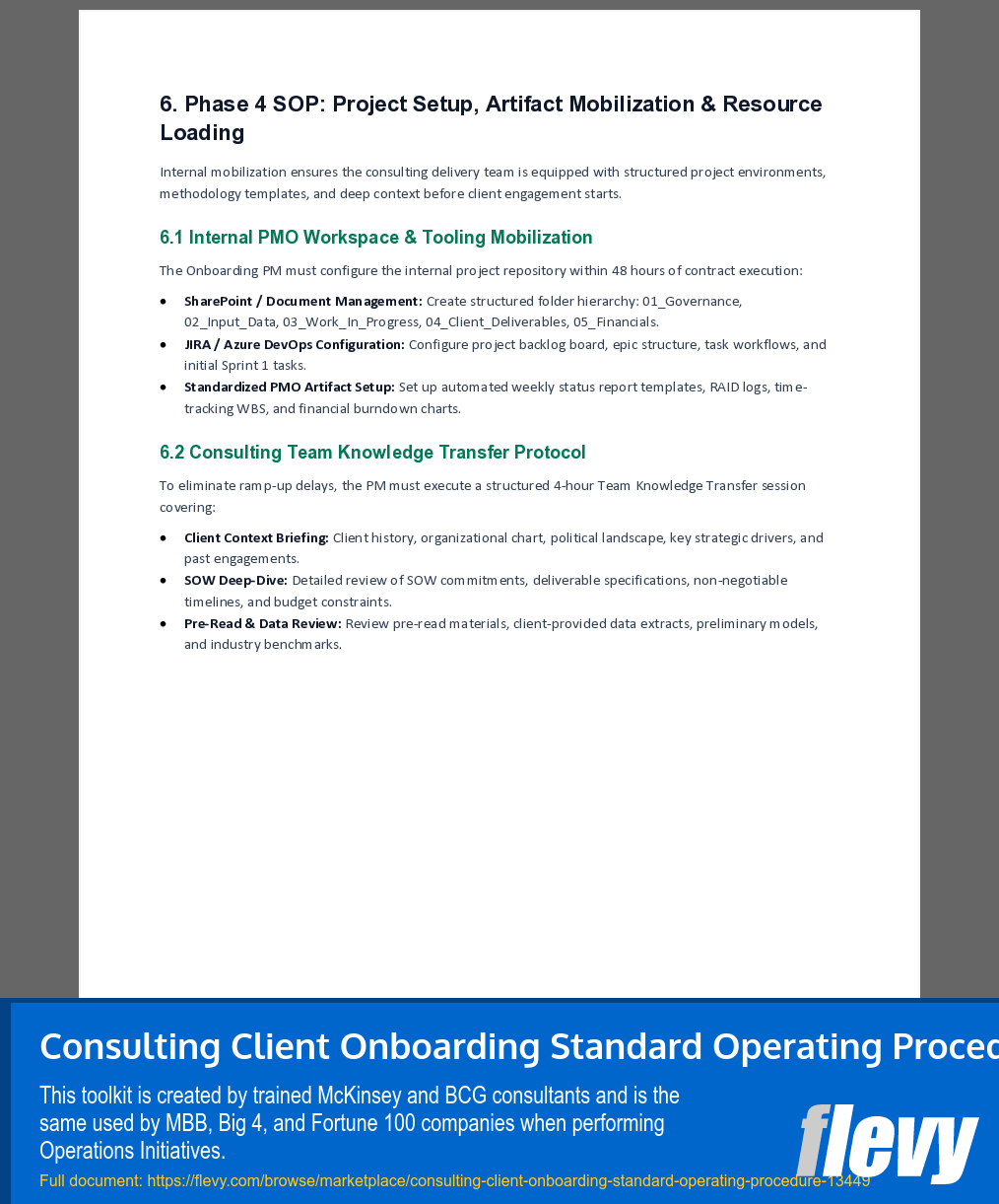 Consulting Client Onboarding Standard Operating Procedure (10-page Word document) Preview Image