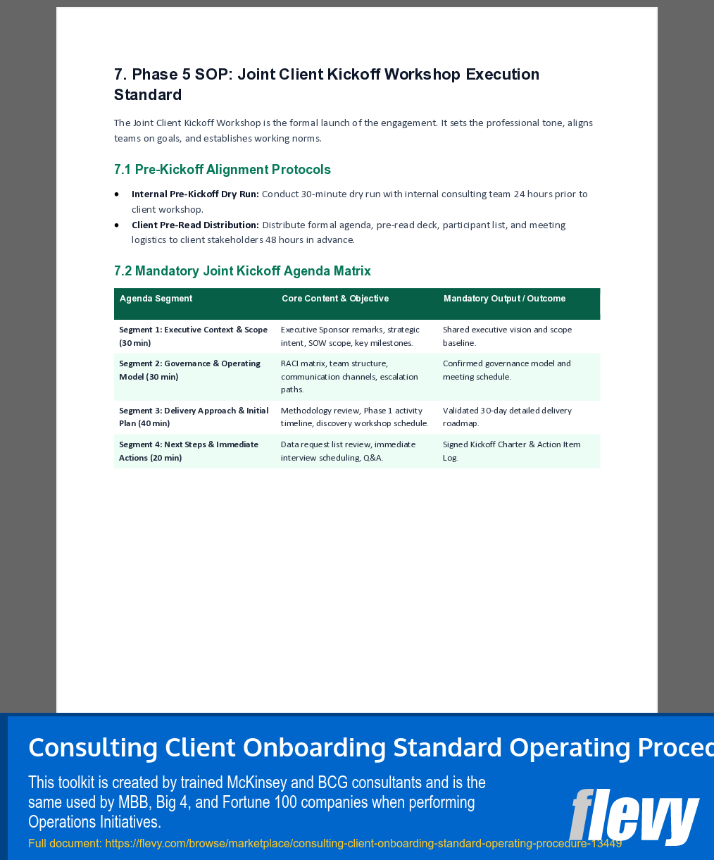 Consulting Client Onboarding Standard Operating Procedure (10-page Word document) Preview Image