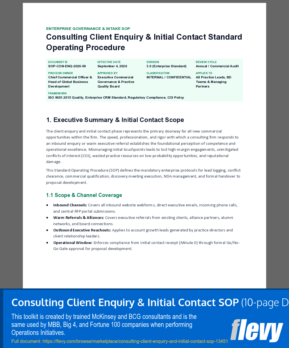 Consulting Client Enquiry & Initial Contact SOP (10-page Word document) Preview Image