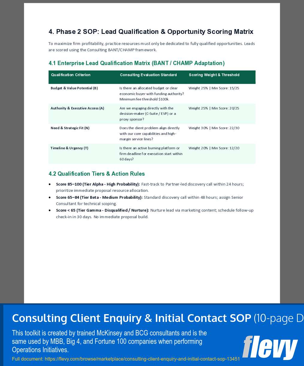 Consulting Client Enquiry & Initial Contact SOP (10-page Word document) Preview Image