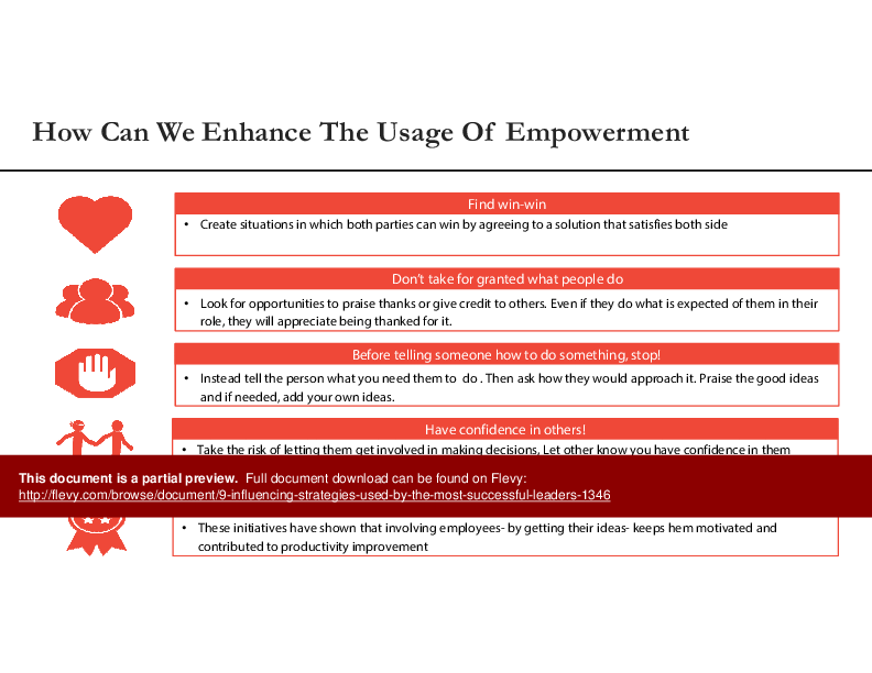 9 Influencing Strategies Used by the Most Successful Leaders (47-slide PPT PowerPoint presentation (PPTX)) Preview Image