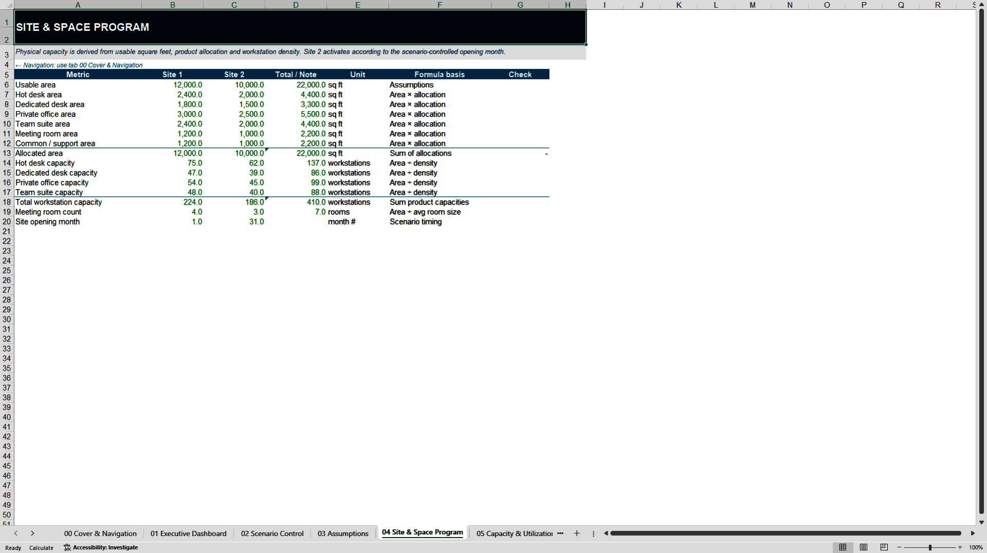 Coworking & Flexible Office Financial Model (Excel template (XLSX)) Preview Image