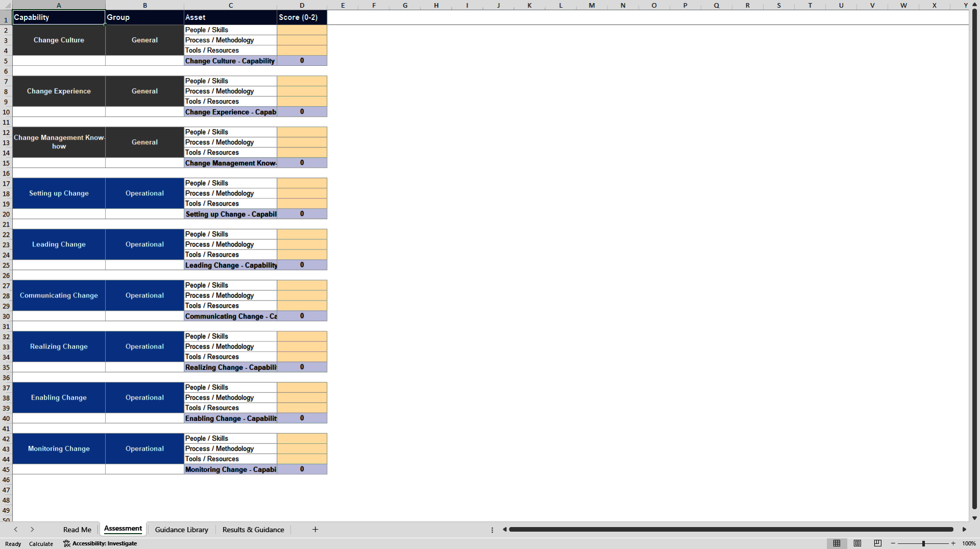 SAP OCM Organizational Capability Assessment (Excel template (XLSX)) Preview Image