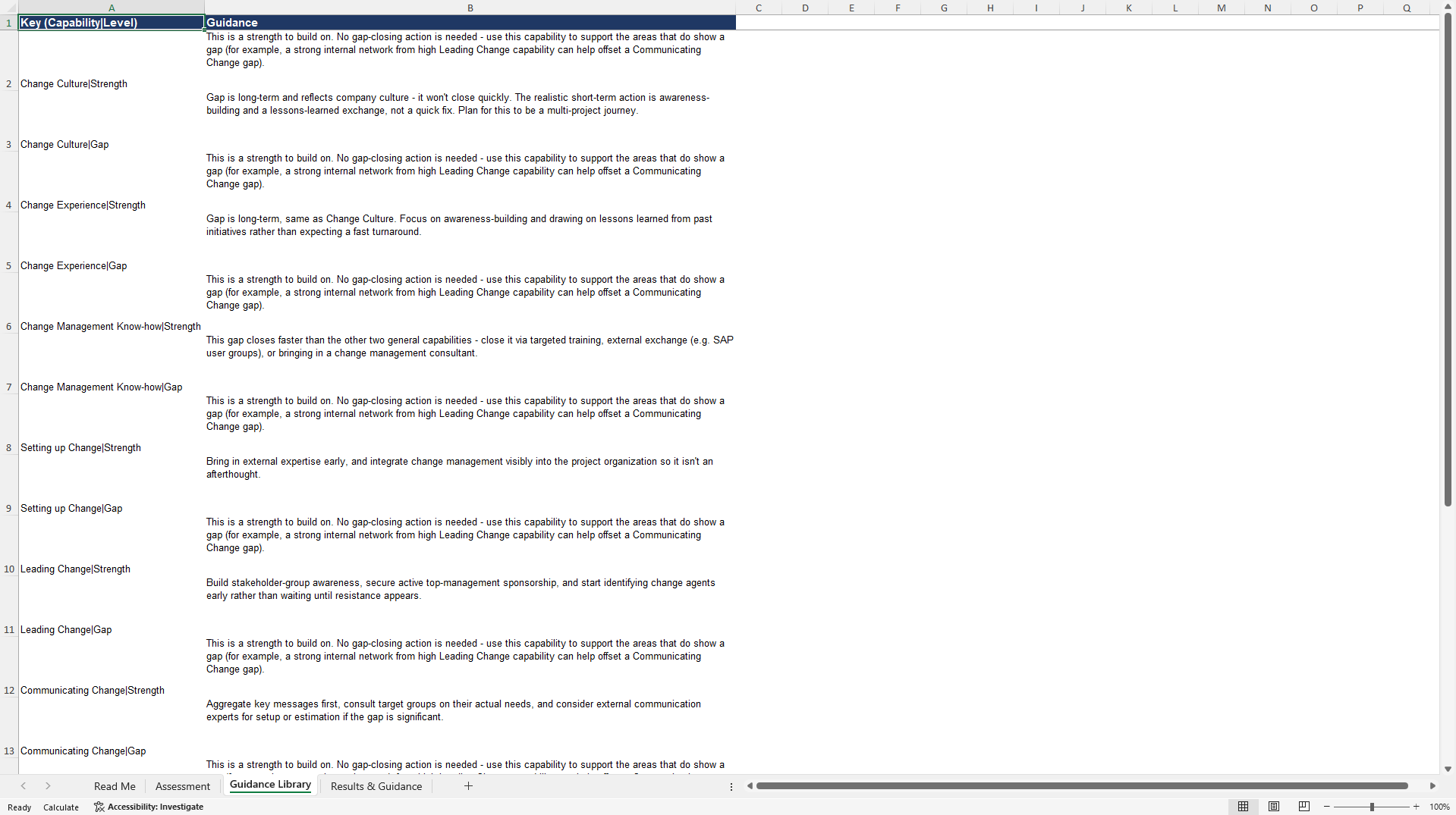 SAP OCM Organizational Capability Assessment (Excel template (XLSX)) Preview Image