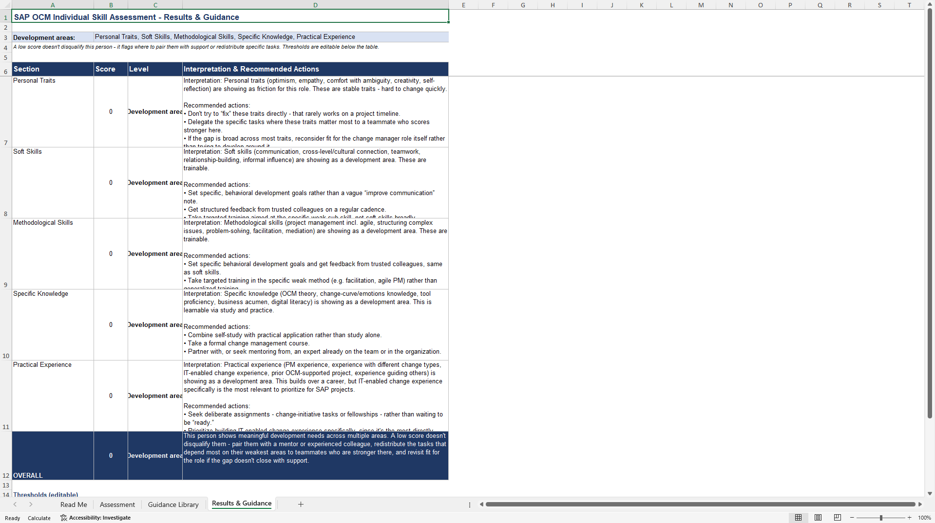 SAP OCM Individual Skill Assessment (Excel template (XLSX)) Preview Image