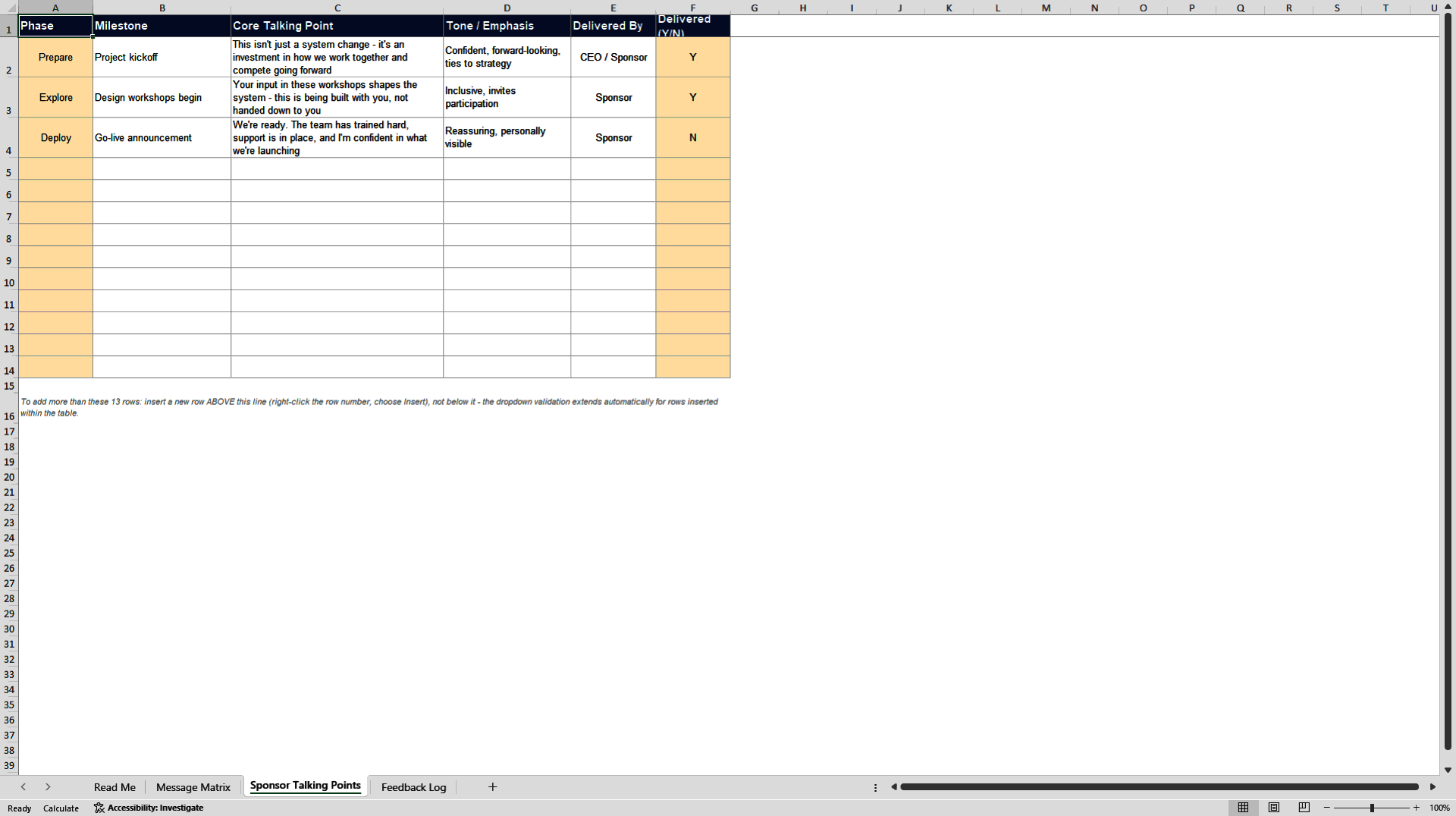 SAP OCM Communication Plan (Excel template (XLSX)) Preview Image