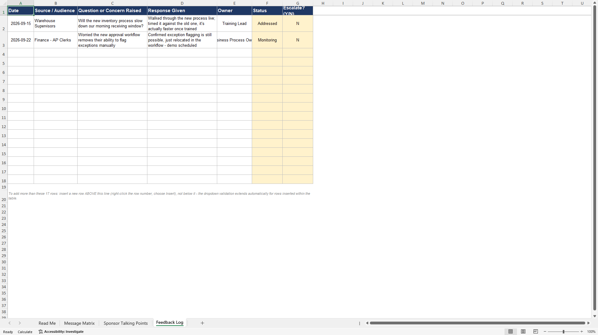 SAP OCM Communication Plan (Excel template (XLSX)) Preview Image