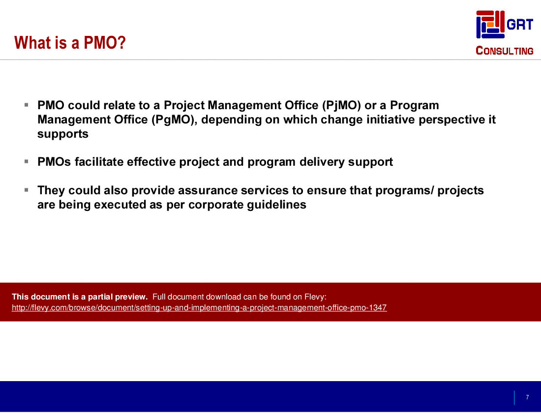 Setting Up & Implementing a Project Management Office (PMO) (40-slide PowerPoint presentation (PPTX)) Preview Image