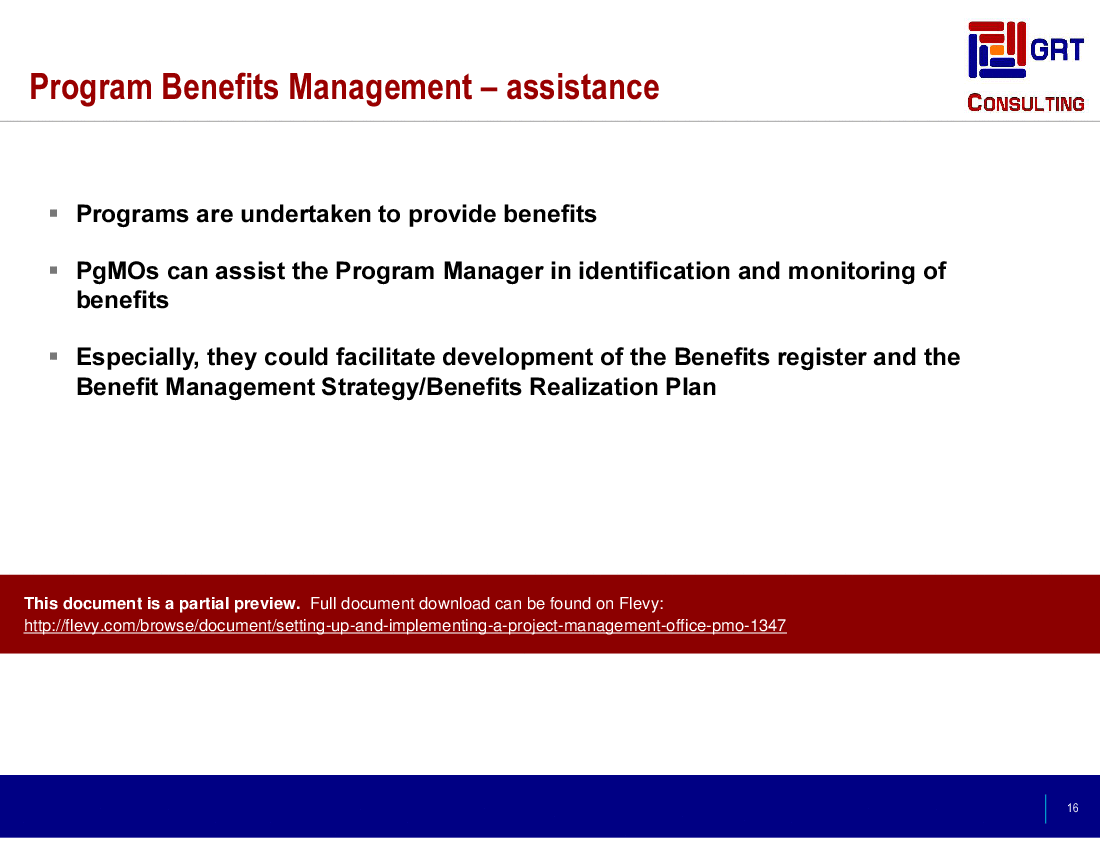 Setting Up & Implementing a Project Management Office (PMO) (40-slide PowerPoint presentation (PPTX)) Preview Image