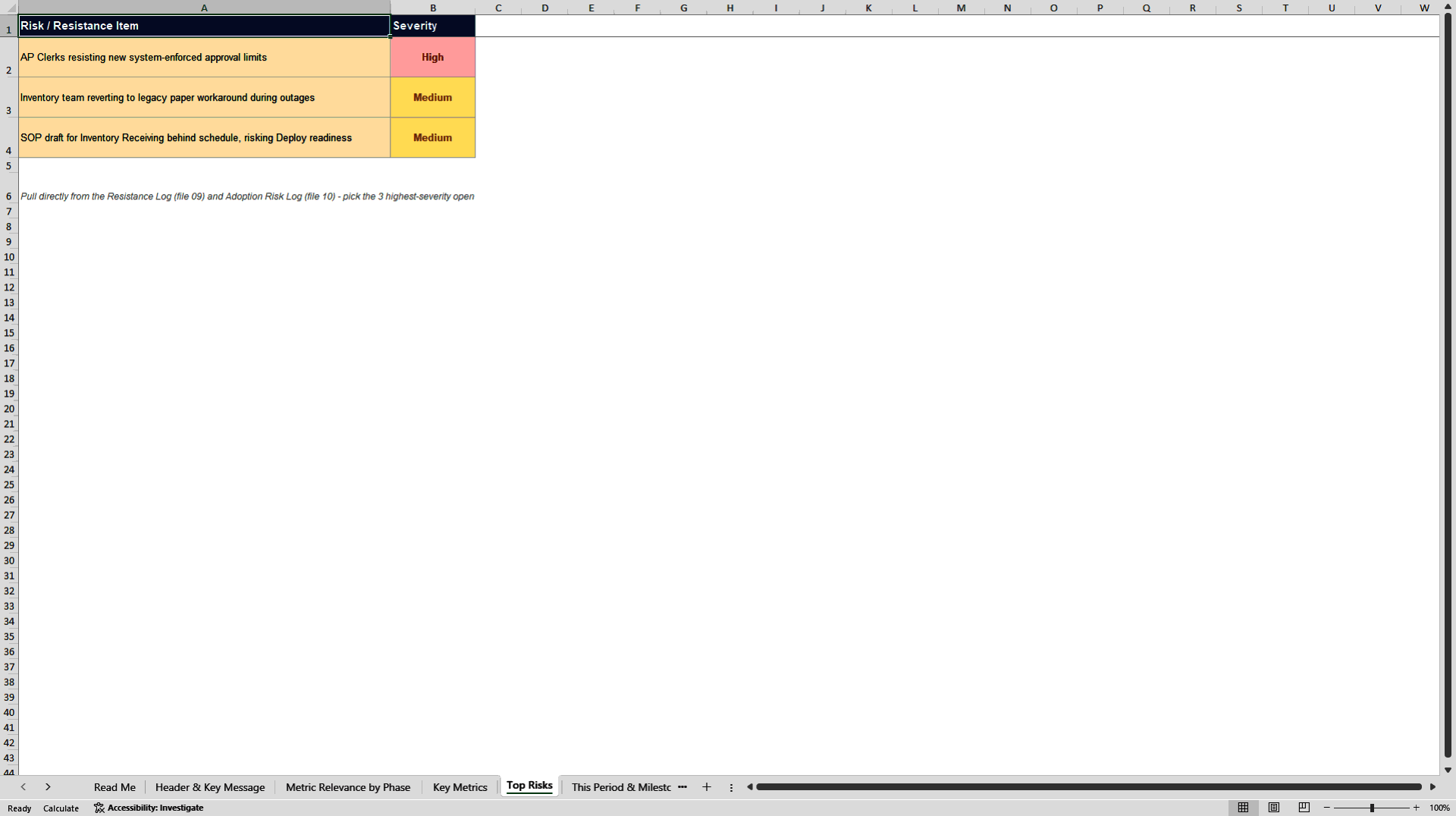 SAP OCM Executive Dashboard (Excel template (XLSX)) Preview Image
