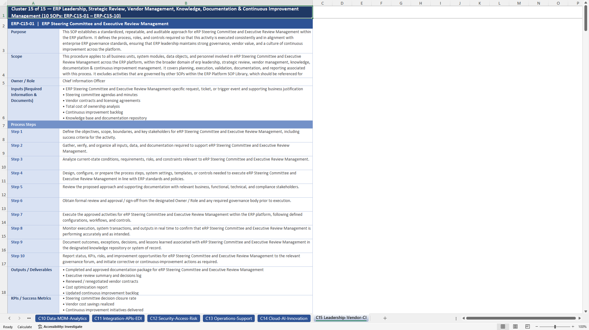 100+ Enterprise Resource Planning (ERP) Platform SOPs (Excel template (XLSX)) Preview Image
