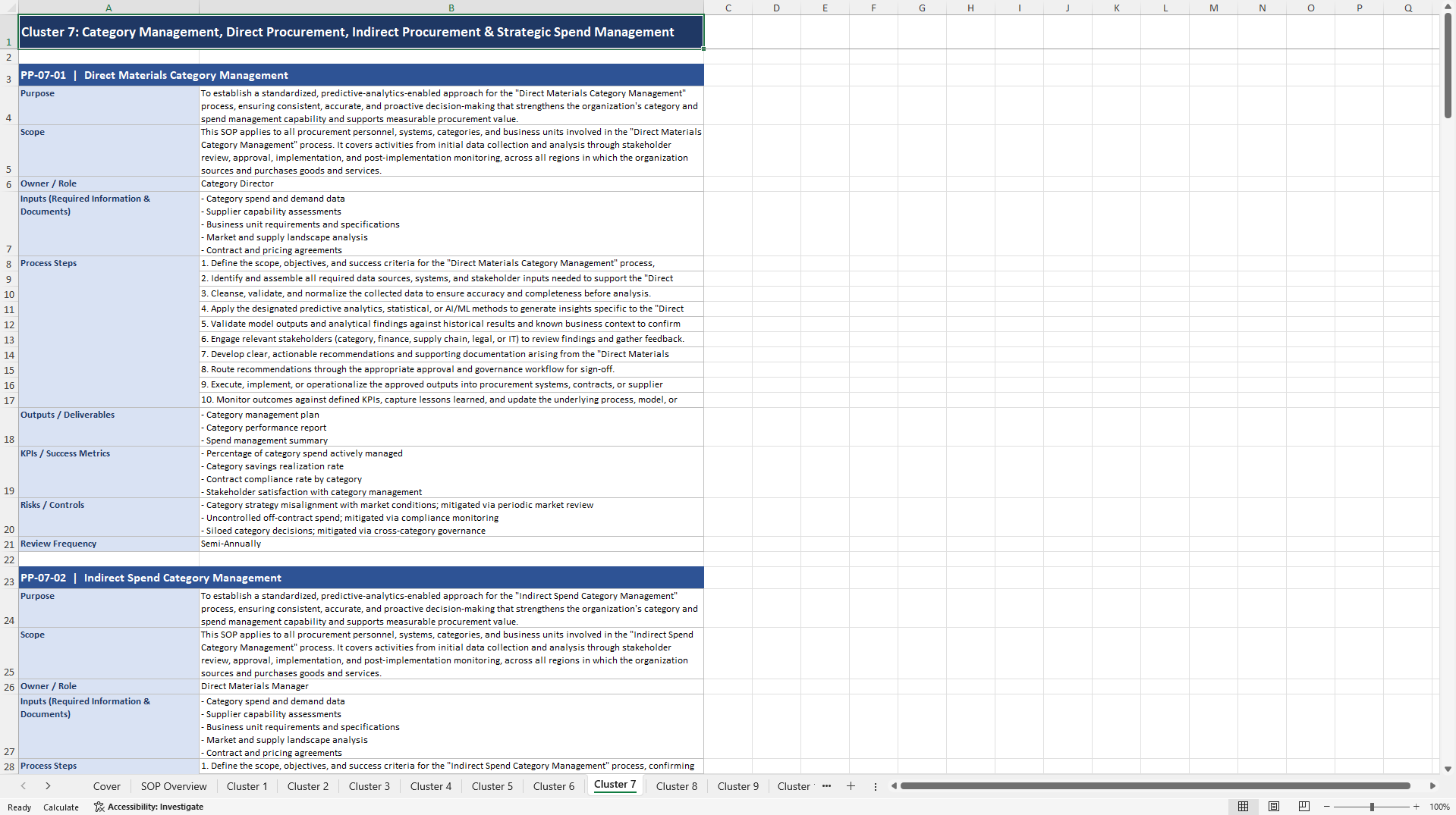 100+ Predictive Procurement SOPs (Excel template (XLSX)) Preview Image