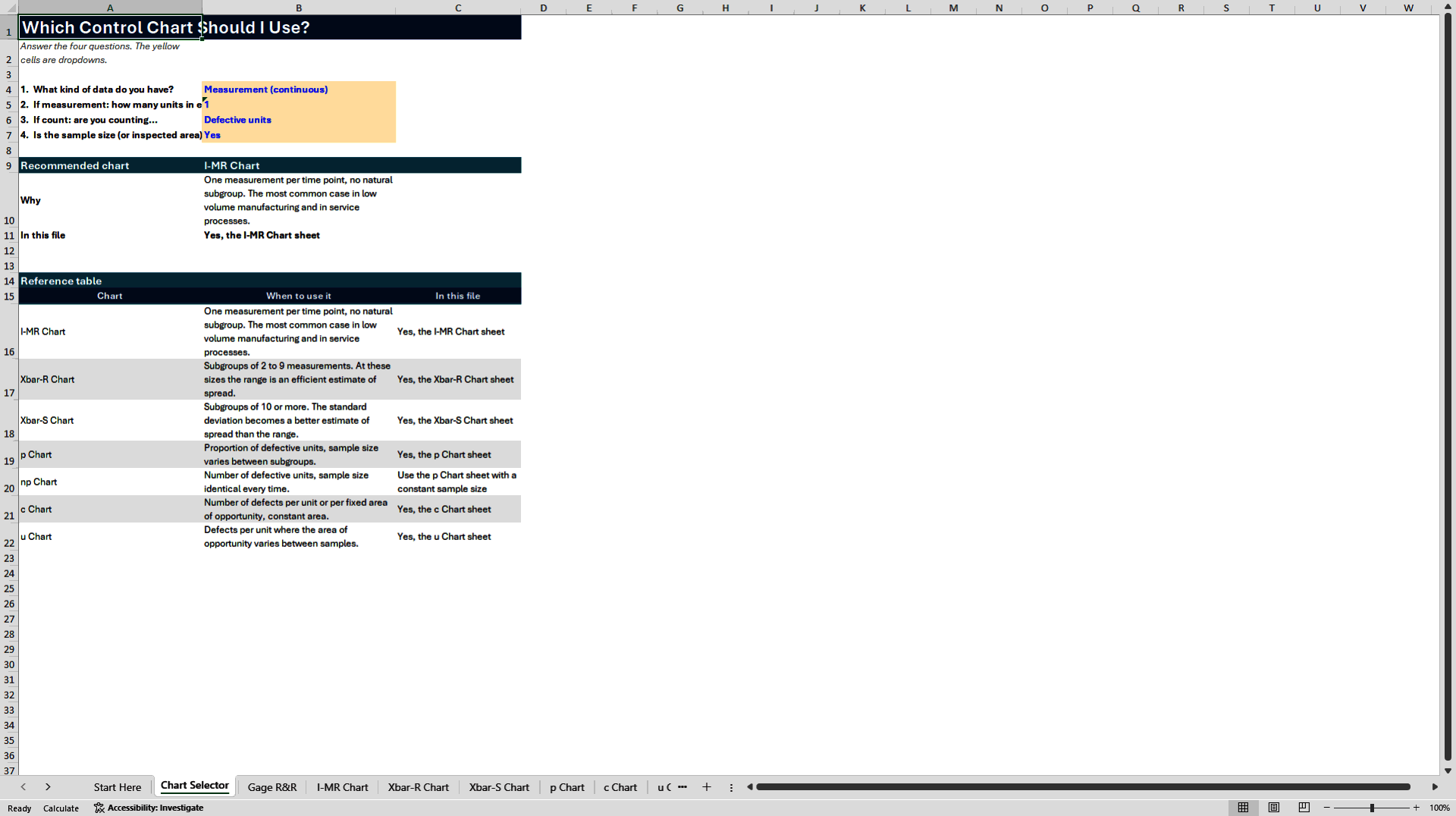 Statistical Process Control (SPC) Excel Toolkit + Gage R&R (Excel template (XLSX)) Preview Image
