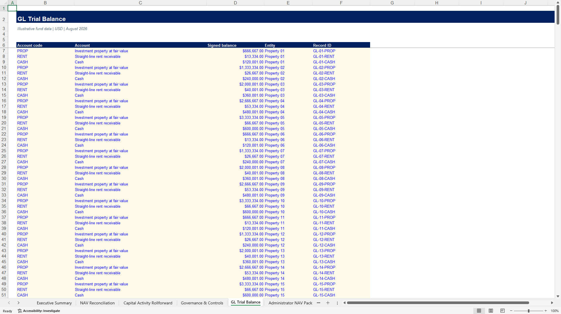 Real Estate Fund NAV and Capital Activity Validation Suite (Excel template (XLSX)) Preview Image