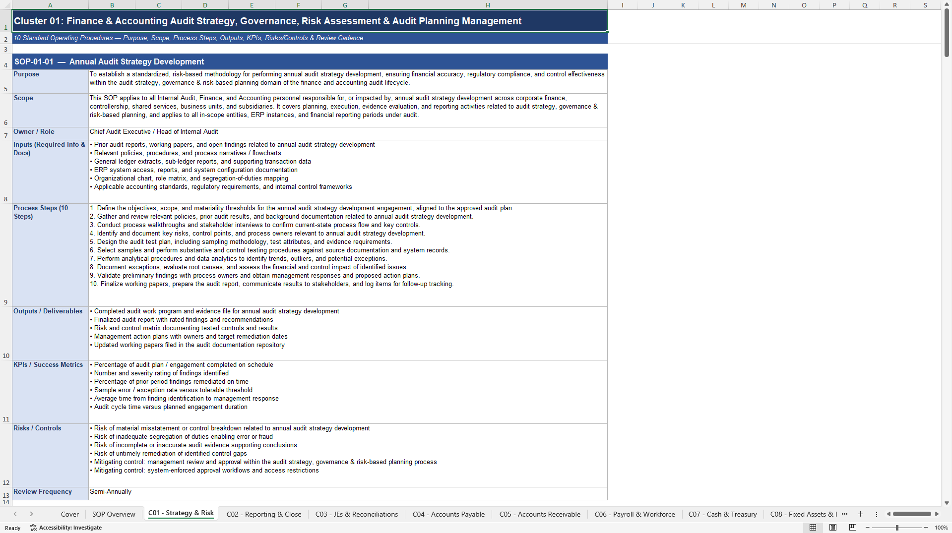 100+ Finance & Accounting SOPs (Excel template (XLSX)) Preview Image