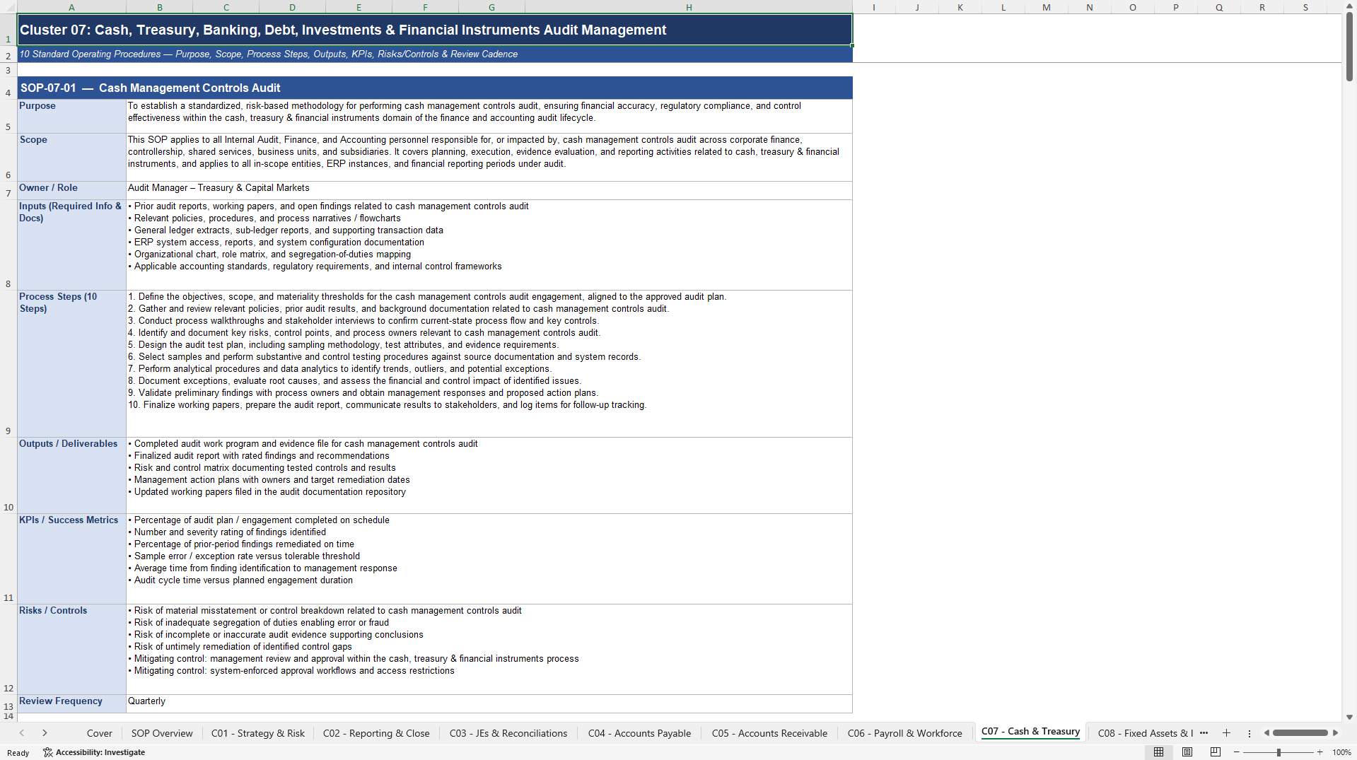 100+ Finance & Accounting SOPs (Excel template (XLSX)) Preview Image