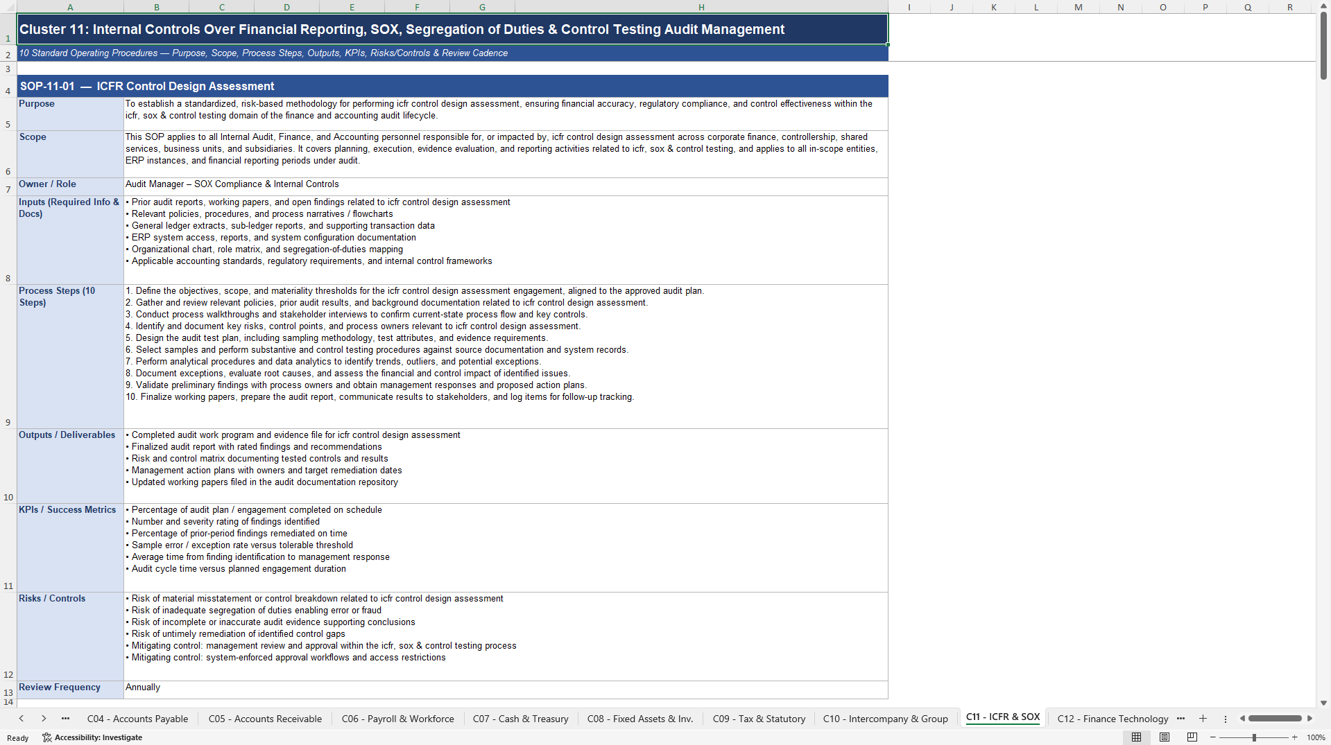 100+ Finance & Accounting SOPs (Excel template (XLSX)) Preview Image