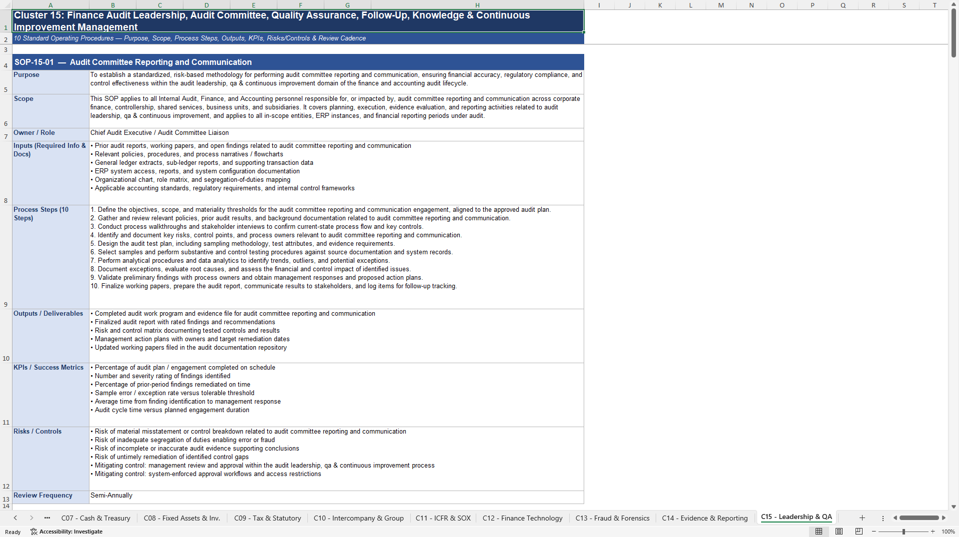 100+ Finance & Accounting SOPs (Excel template (XLSX)) Preview Image