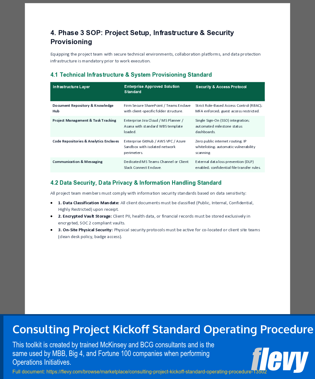 Consulting Project Kickoff Standard Operating Procedure (10-page Word document) Preview Image