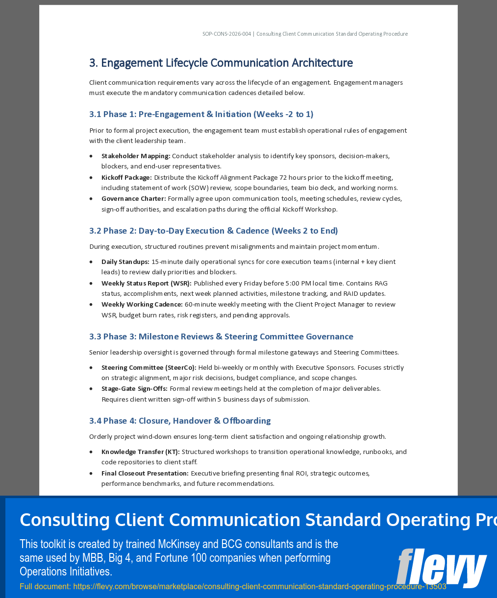 Consulting Client Communication Standard Operating Procedure (26-page Word document) Preview Image