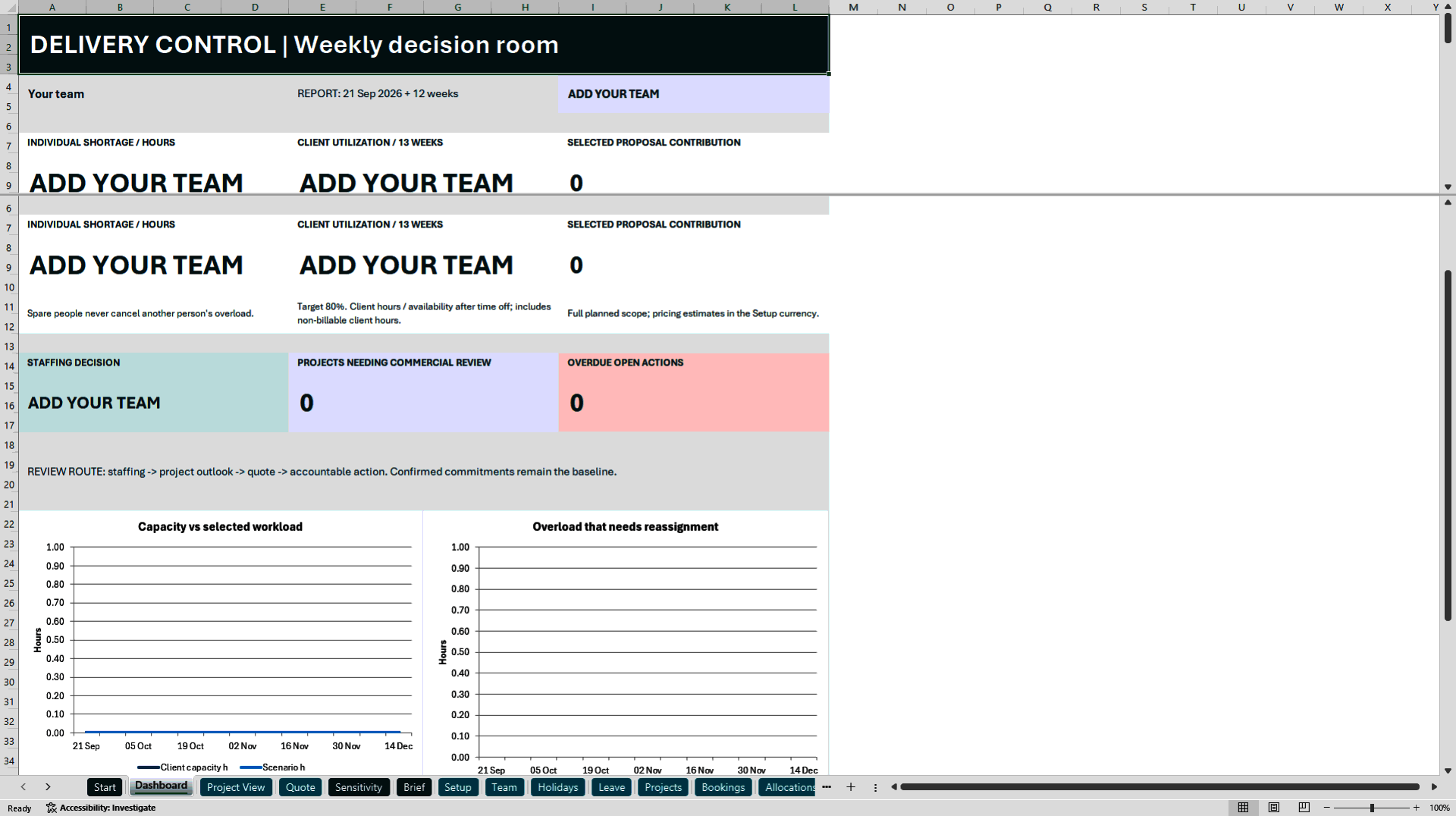 Team Capacity & Project Margin Planner (Excel template (XLSX)) Preview Image