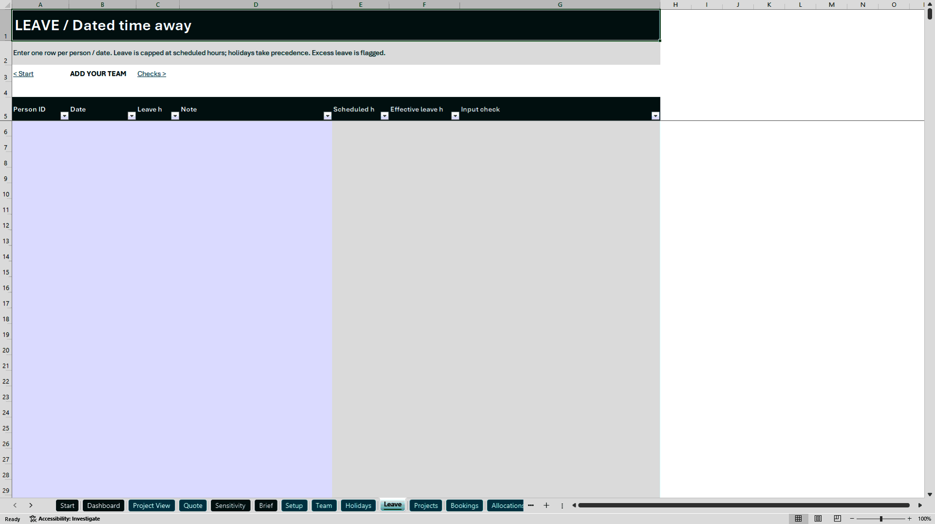 Team Capacity & Project Margin Planner (Excel template (XLSX)) Preview Image