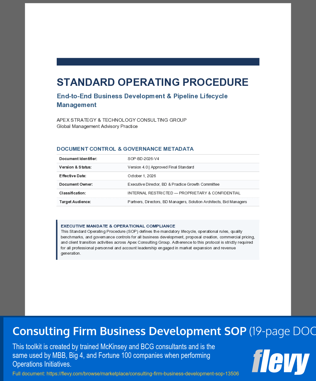 Consulting Firm Business Development SOP (19-page Word document) Preview Image