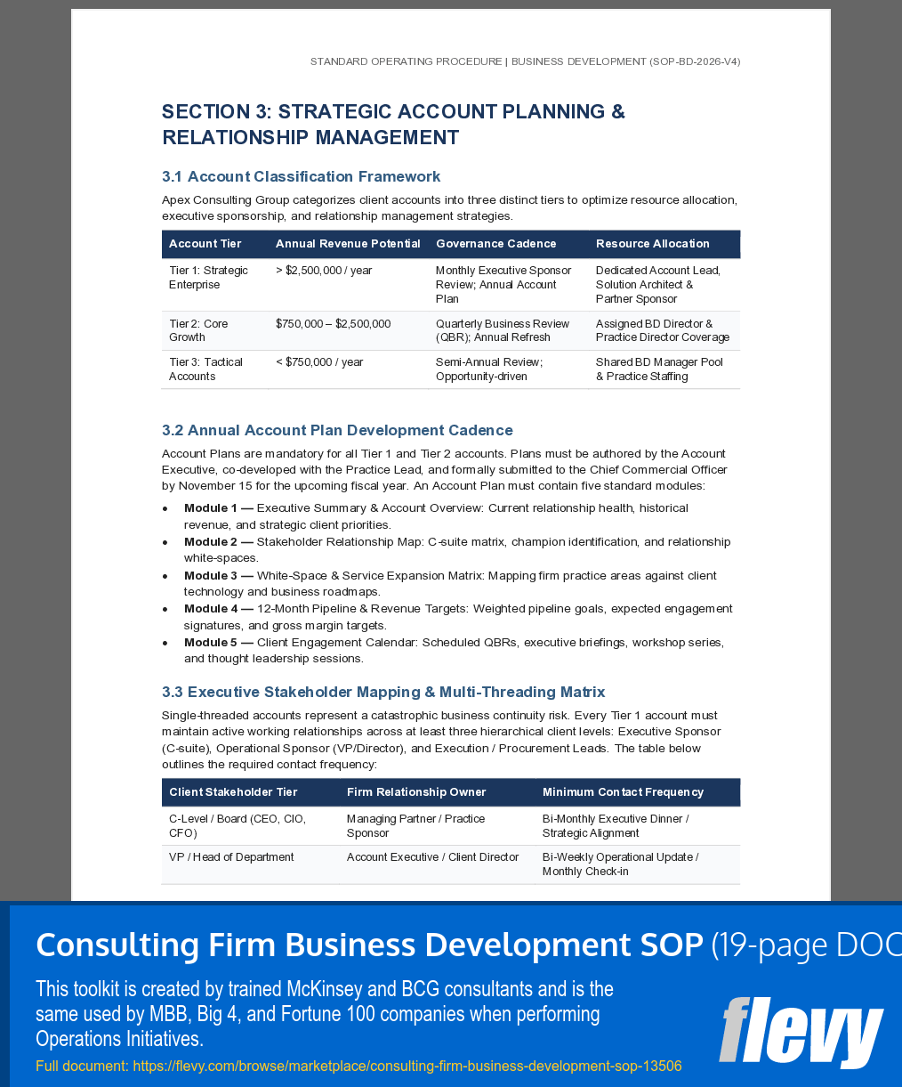 Consulting Firm Business Development SOP (19-page Word document) Preview Image