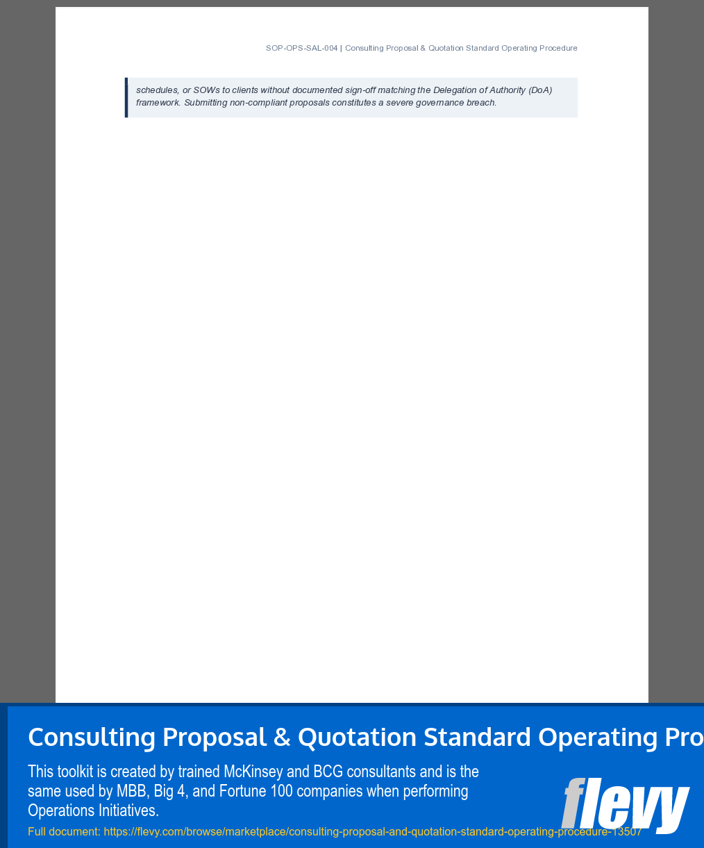 Consulting Proposal & Quotation Standard Operating Procedure (12-page Word document) Preview Image