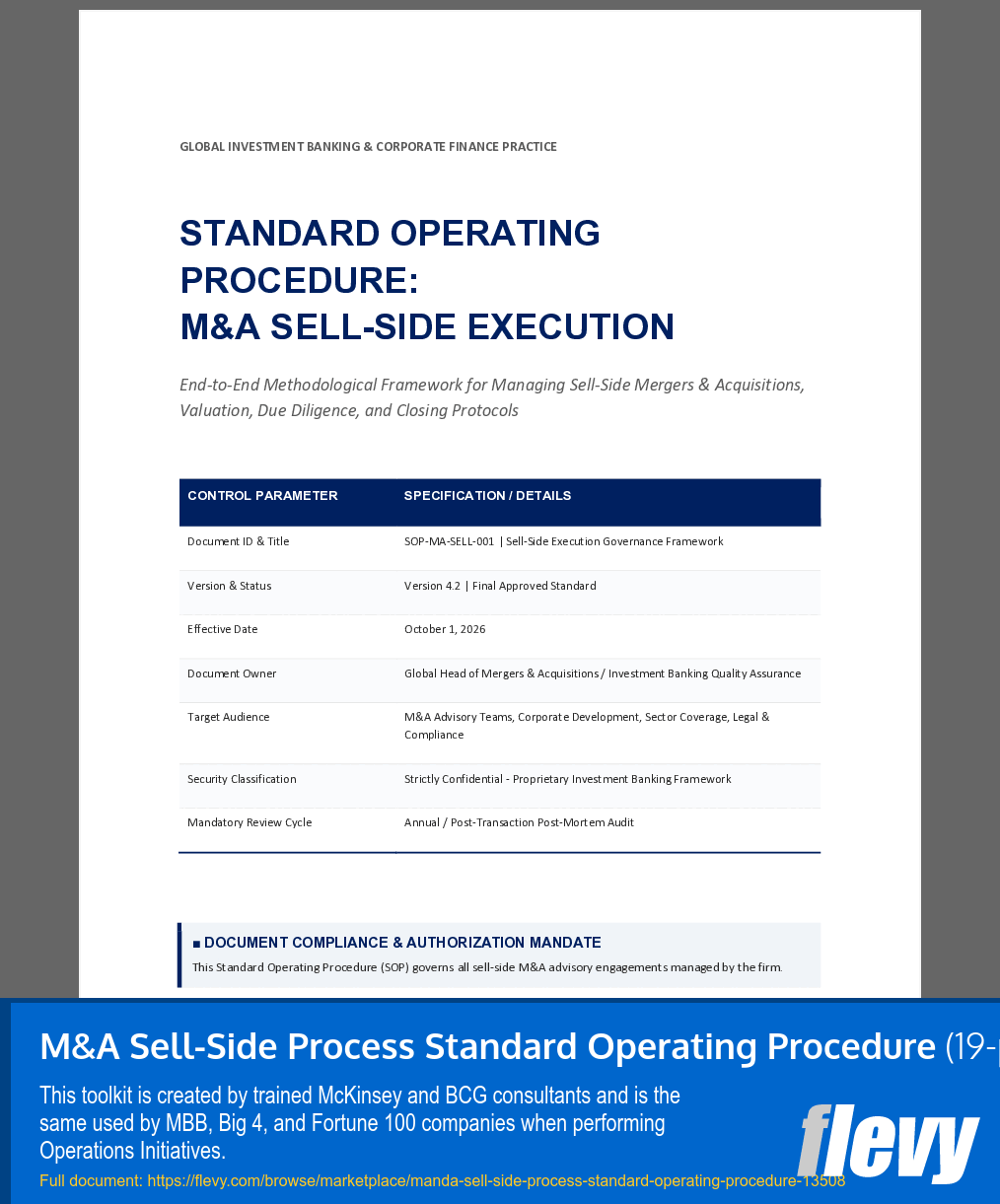 M&A Sell-Side Process Standard Operating Procedure (19-page Word document) Preview Image
