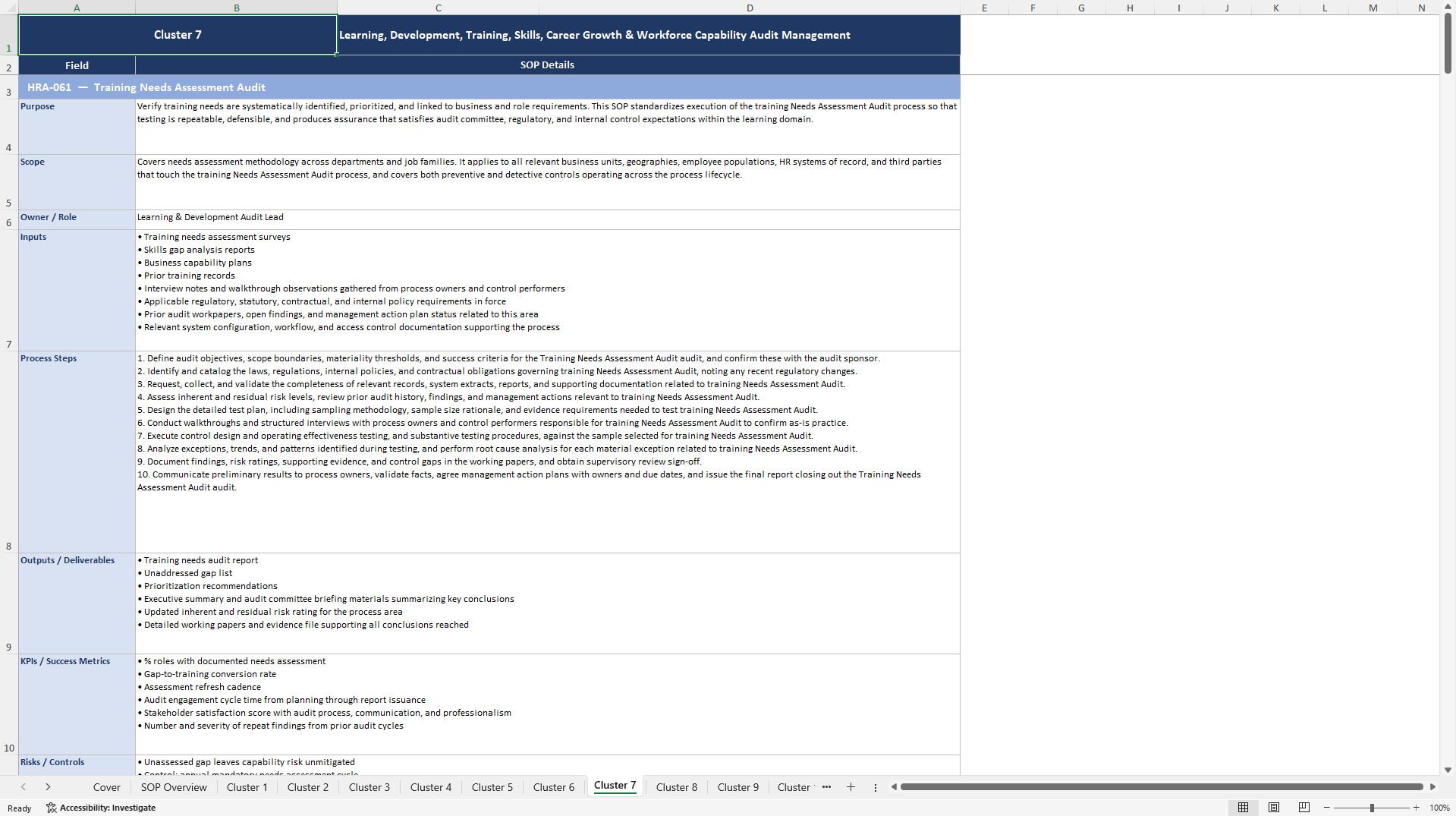 100+ Human Resources Audit SOPs (Excel template (XLSX)) Preview Image