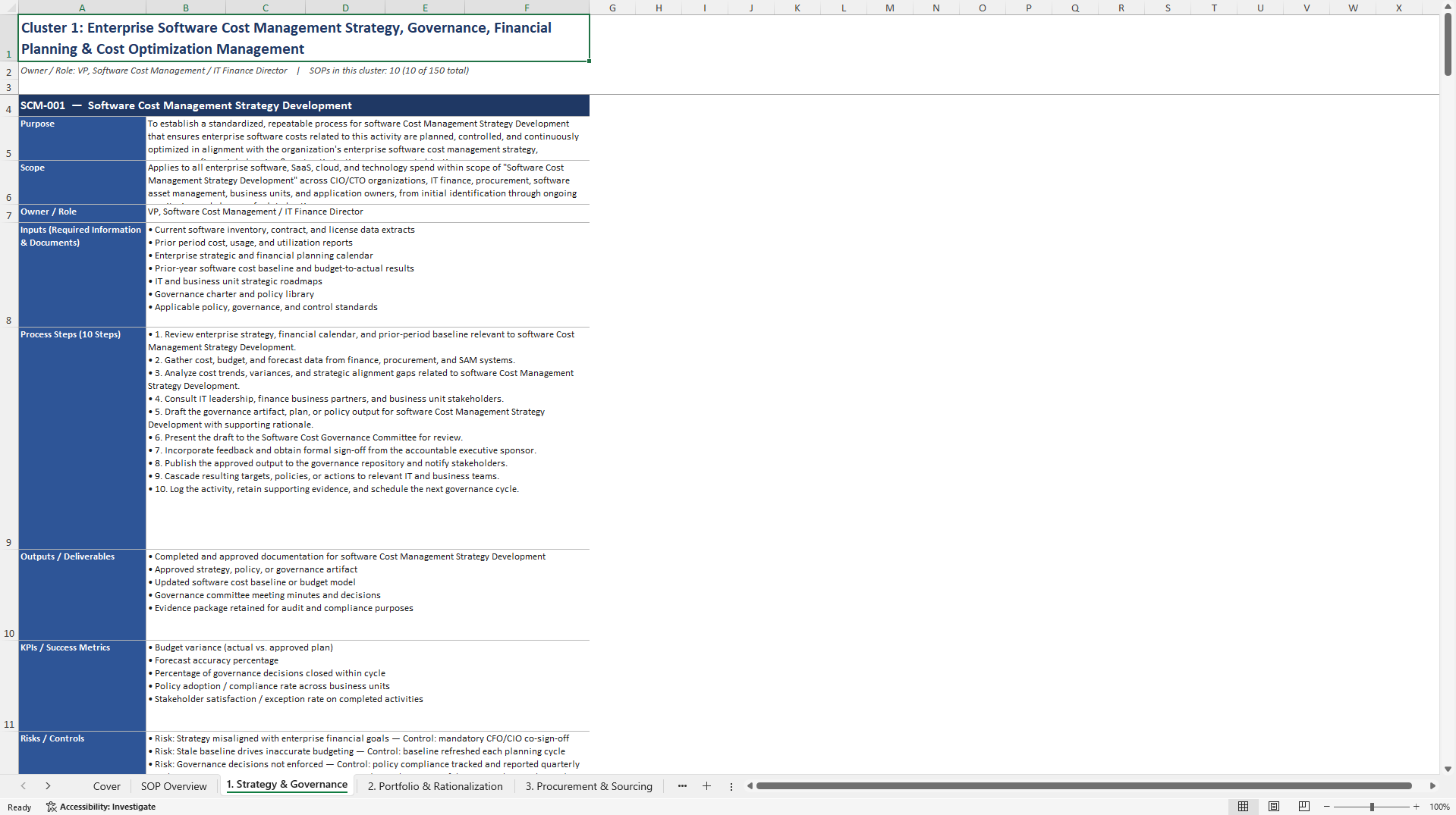 100+ Enterprise Software Cost Management SOPs (Excel template (XLSX)) Preview Image