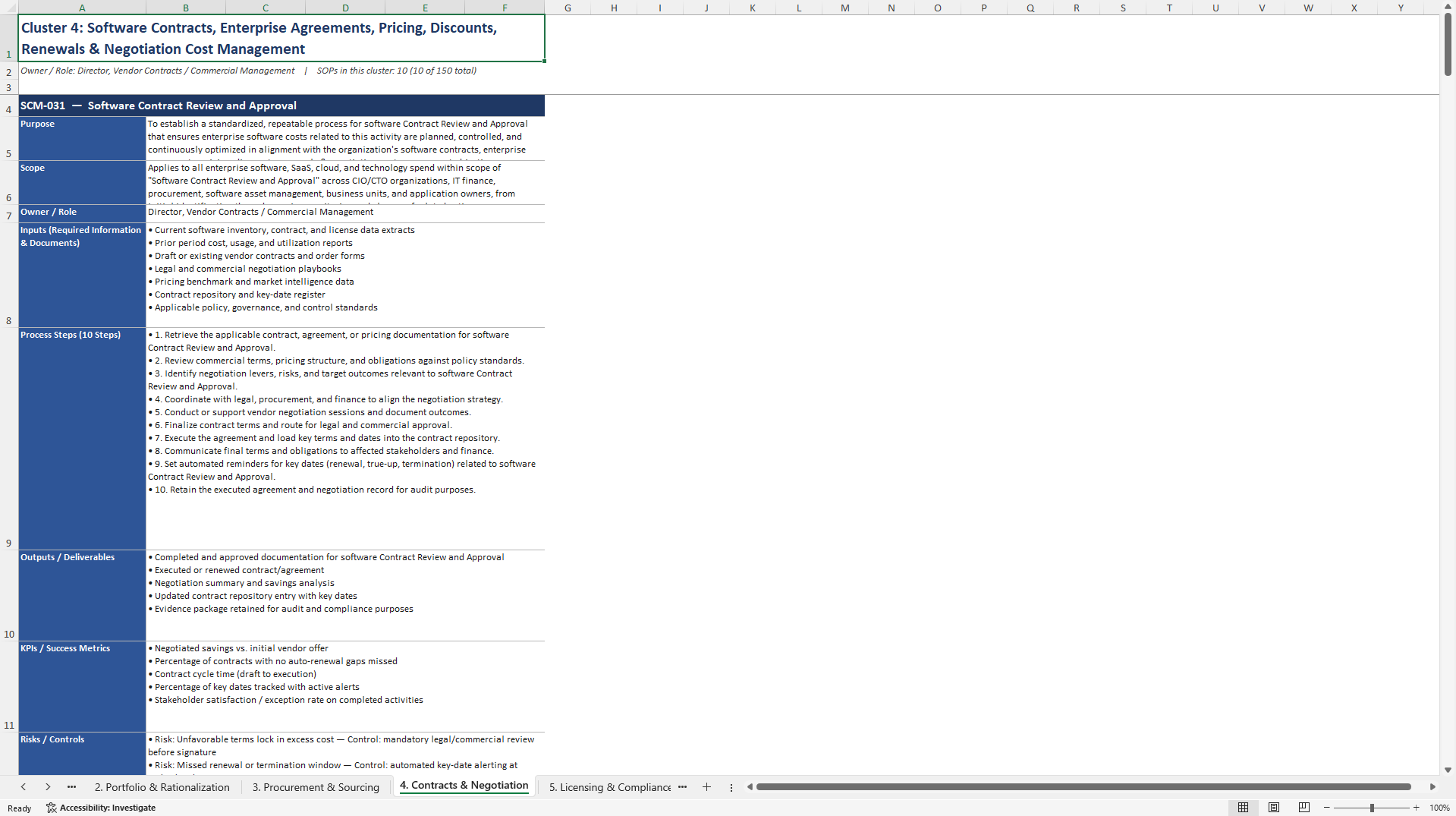 100+ Enterprise Software Cost Management SOPs (Excel template (XLSX)) Preview Image