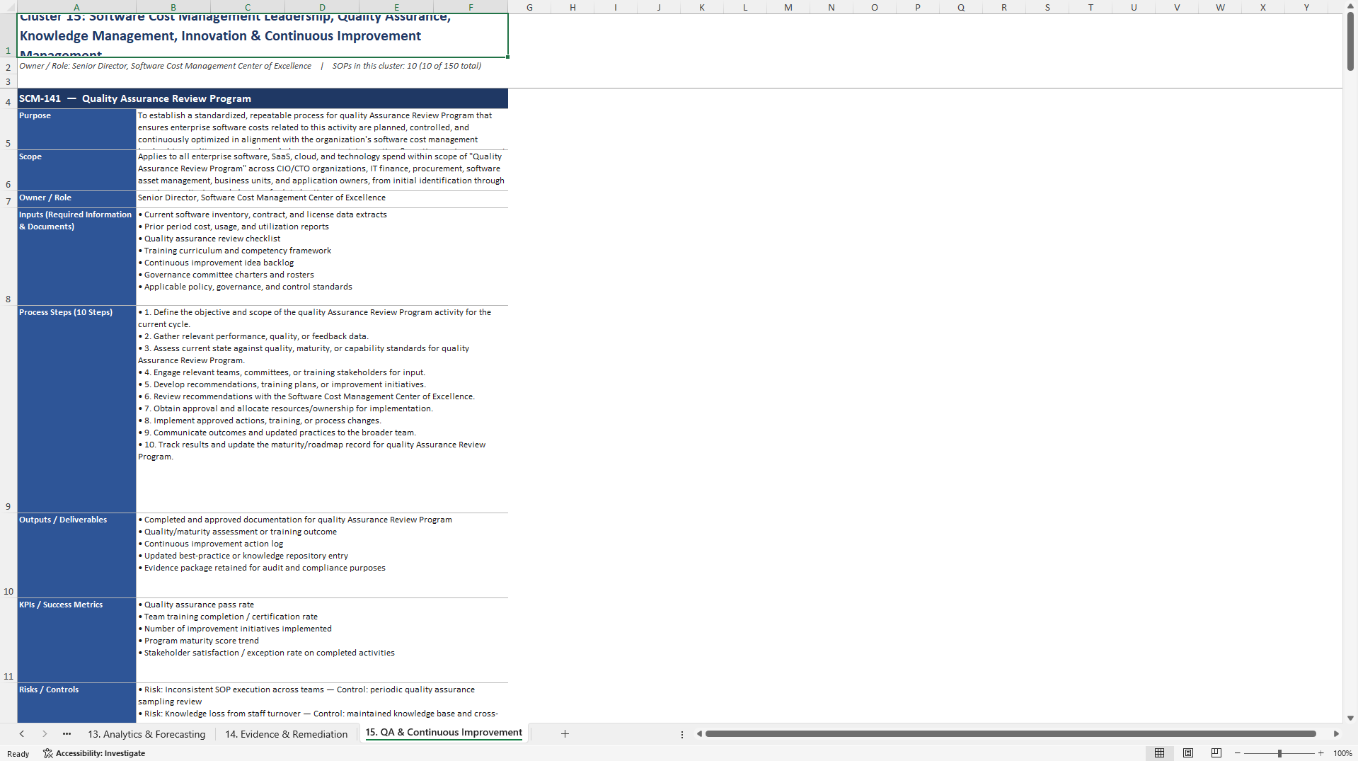 100+ Enterprise Software Cost Management SOPs (Excel template (XLSX)) Preview Image