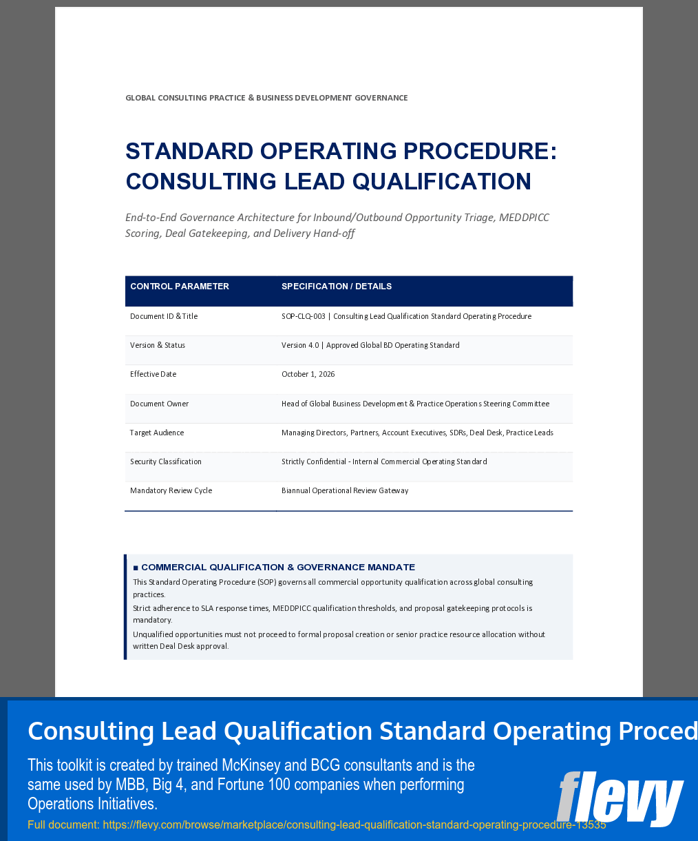 Consulting Lead Qualification Standard Operating Procedure (13-page Word document) Preview Image