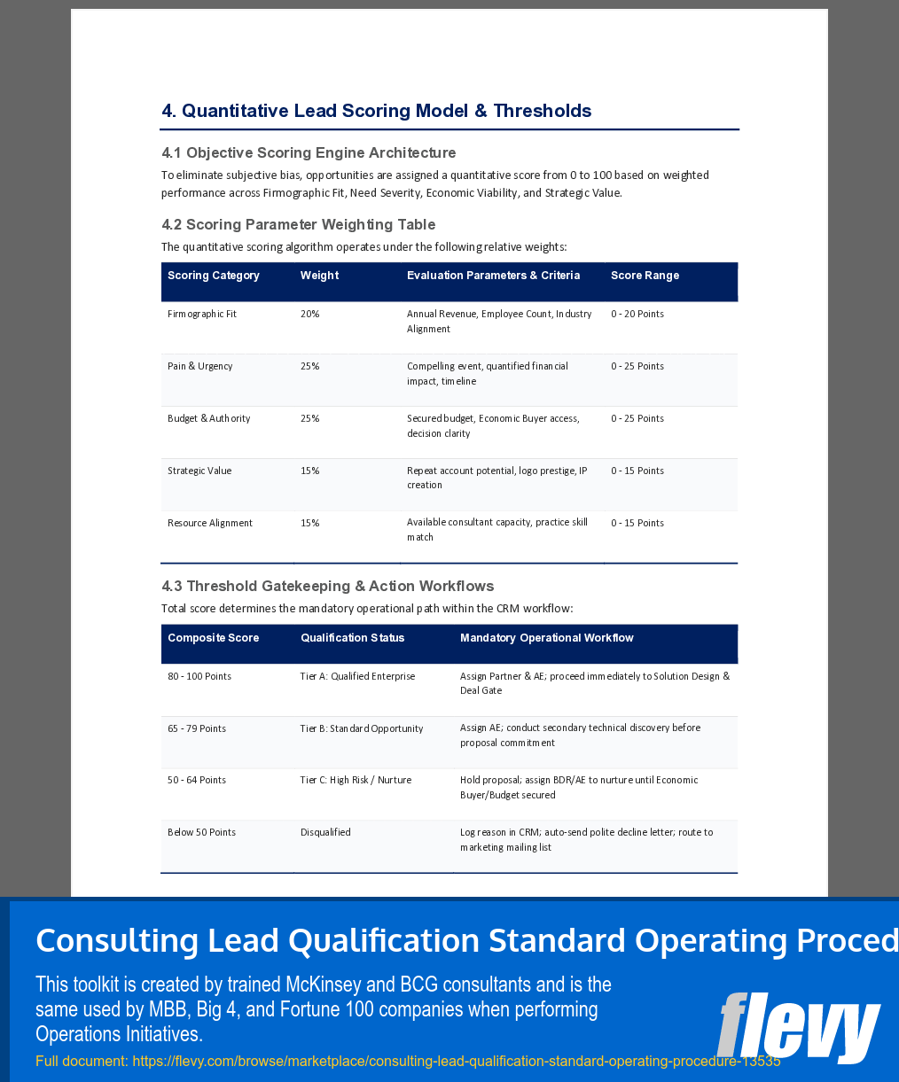 Consulting Lead Qualification Standard Operating Procedure (13-page Word document) Preview Image