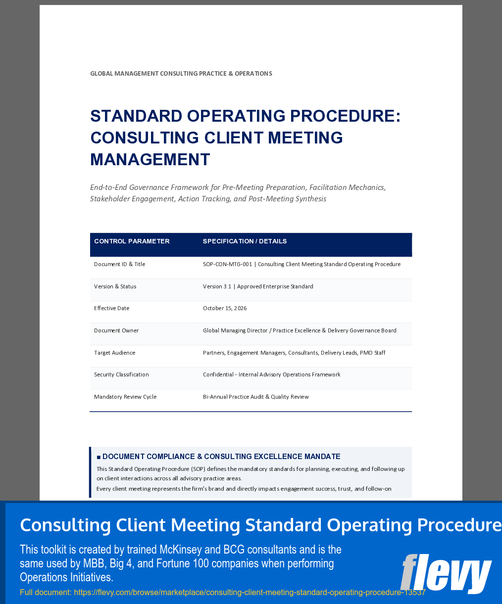Consulting Client Meeting Standard Operating Procedure (16-page Word document) Preview Image