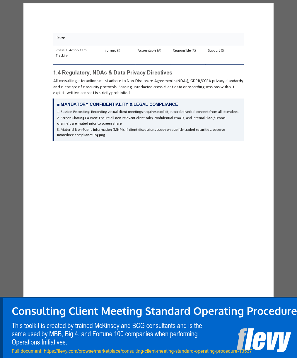 Consulting Client Meeting Standard Operating Procedure (16-page Word document) Preview Image