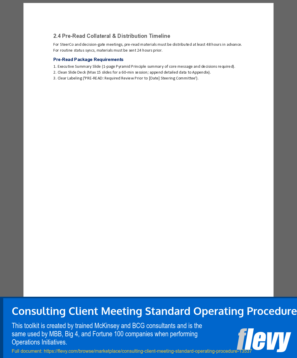 Consulting Client Meeting Standard Operating Procedure (16-page Word document) Preview Image