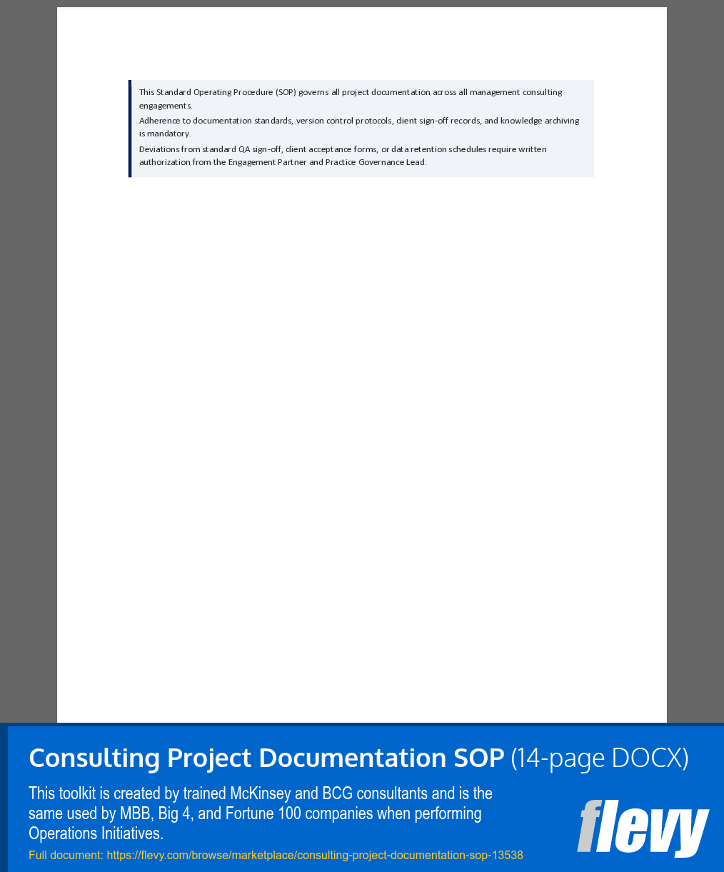 Consulting Project Documentation SOP (14-page Word document) Preview Image